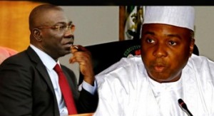 Nigeria's Deputy Senate President Ike Ekweremadu (left), Senate President Bukola Saraki