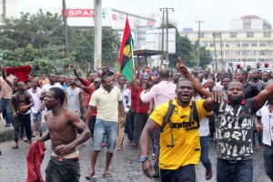 Biafra - The Indigenous People of Biafra on a Peaceful Protest along Ikwerre road in PH, Rivers state, over the arrest of the Director of Radio Biafra Oct 2015