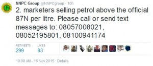 NNPC text message. (Source: Twitter)