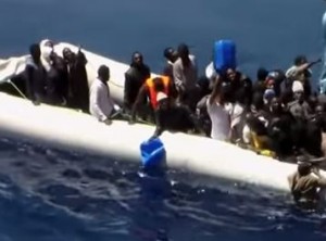 Migrants on the sea, seeking to enter Europe