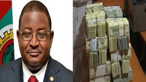 $9.77 Million & £74,000.00 was recovered from the house of Andrew Yakubu, a former NNPC Boss (Image credit EFCC)