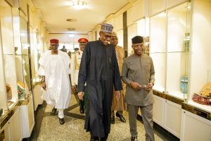 President Buhari with vice president Osinbajo at the Presidential Villa on Friday, 10th March 2017. (Image credit NAN)