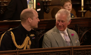 Prince William (L) and Prince Charles (R) at the wedding between Meghan Markle and Prince Harry at Windsor Castle, 19 May 2018