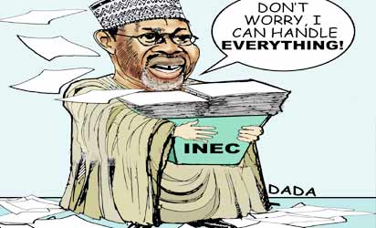 A representative image illustrating the INEC chairman and his burdens