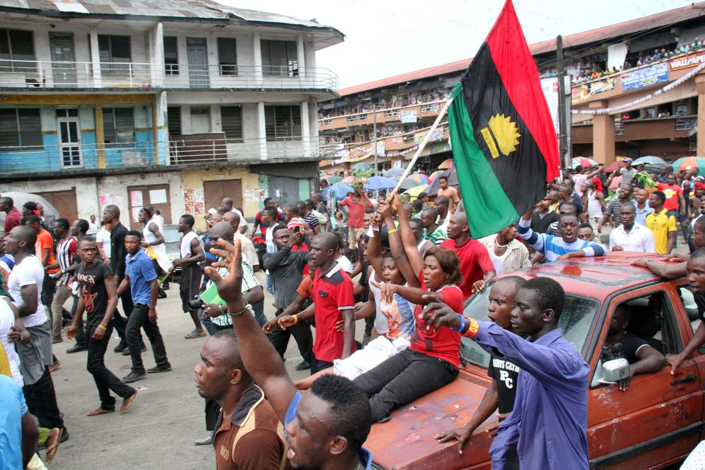 Biafra - The Indigenous People of Biafra on a Peaceful Protest along Ikwerre road in PH, Rivers state, over the arrest of the Director of Radio Biafra Oct 2015