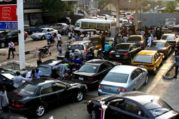 Acute shortage of fuel in Nigeria causes long queue at pump stations