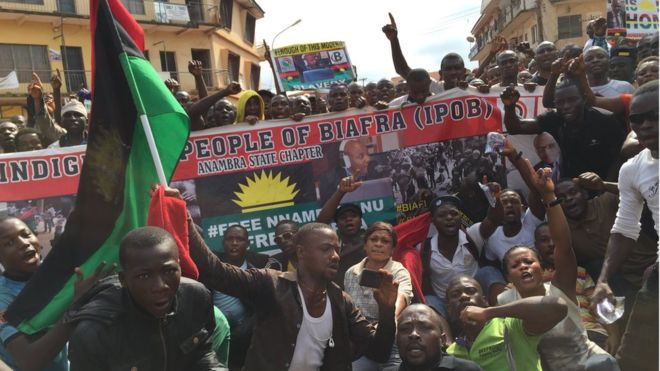 Biafra - The Indigenous People of Biafra (IPOB) during a peaceful march