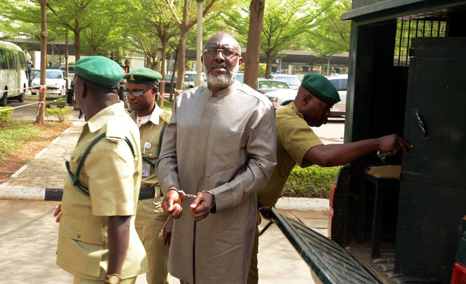 Olisa Metuh arrived at the court in handcuff, Tuesday, 19 January 2016