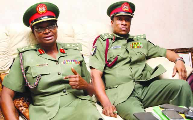 Brigadier general Cecelia Akagu (L) and Brigadier general Clifford Wanda