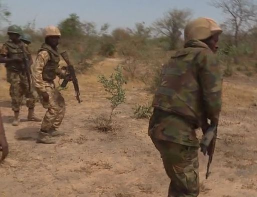 Nigerian army personnel at Sambisa forest fighting Boko Haram