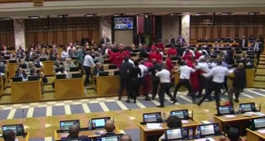 MPs brawl in South Africa over Zuma’s speech, 17 May 2016