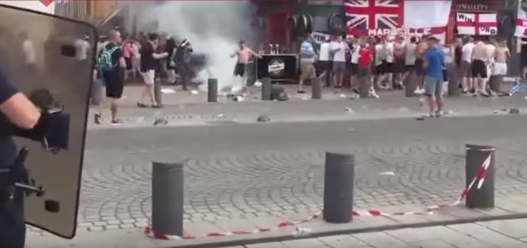 Russians fan clash with English fans in Marseille, France, the 11th June 2016