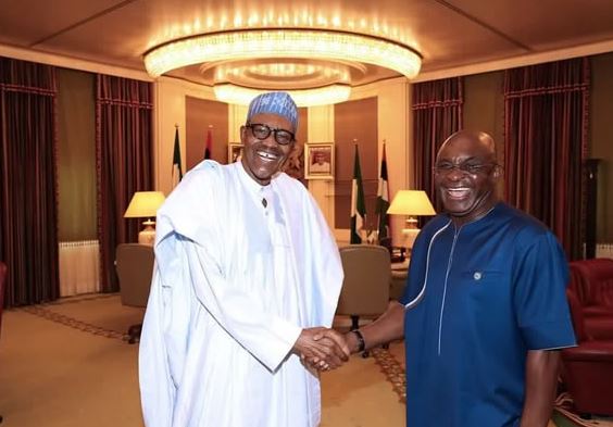 Muhammadu Buhari (L) and David Mark