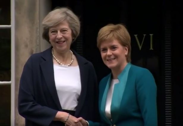 Prime Minister Theresa May (L) and Scotland First Minister Nicola Sturgeon met in Edinburgh for talks, 15 July 2016
