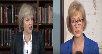 Theresa May (L) and Andrea Leadsom