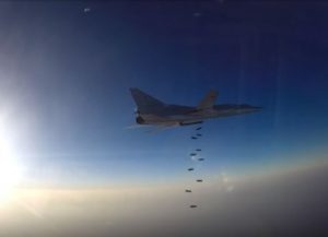 Military aircraft [bombers] delivering airstrikes