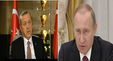 Recep Tayyip Erdogan (L) and Vladimir Putin