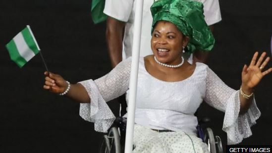 Lucy Ejike, Nigeria's flag bearer during the opening ceremony of the Rio 2016 Paralympics