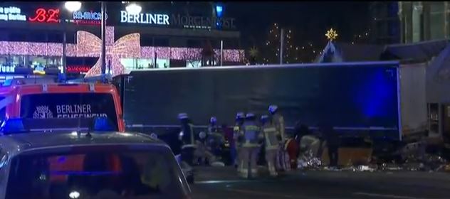 A heavy duty truck rammed into crowd at Christmas market in Berlin, Germany, 19 Dec 2016