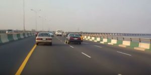 Cars' on a road. Bridge