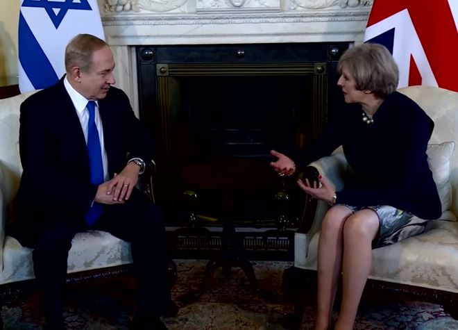 Benjamin Netanyahu (L) and Theresa May, 6th February 2017