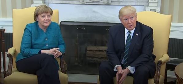 German Chancellor Angela Merkel (L) and U.S President Donald Trump