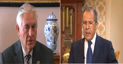 U.S. Secretary of State Rex Tillerson (L) and Russian Foreign Minister Sergey Lavrov