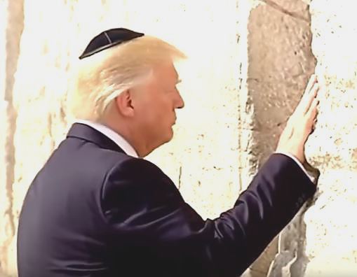 President Trump prays at the Western Wall in Jerusalem, 22 May 2017