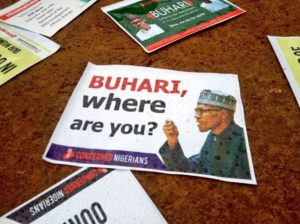 Nigerians protest against President Muhammadu Buhari who has been away from Nigeria for over 90 days', 7th August 2017