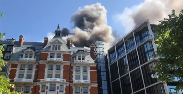 Fire at Mandarin Oriental Hotel in Knightsbridge, Central London, 6 June 2018