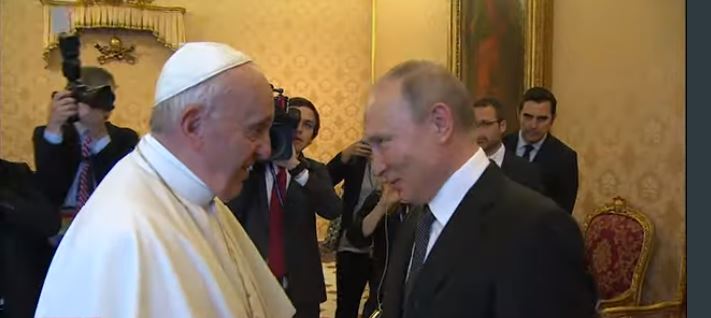 Pope Francis receives Russian President Vladimir Putin in the Vatican, 4 July 2019