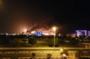 Fire at an Aramco's factory, Abqaiq oil processing facility, Saudi Arabia, Sept. 14, 2019