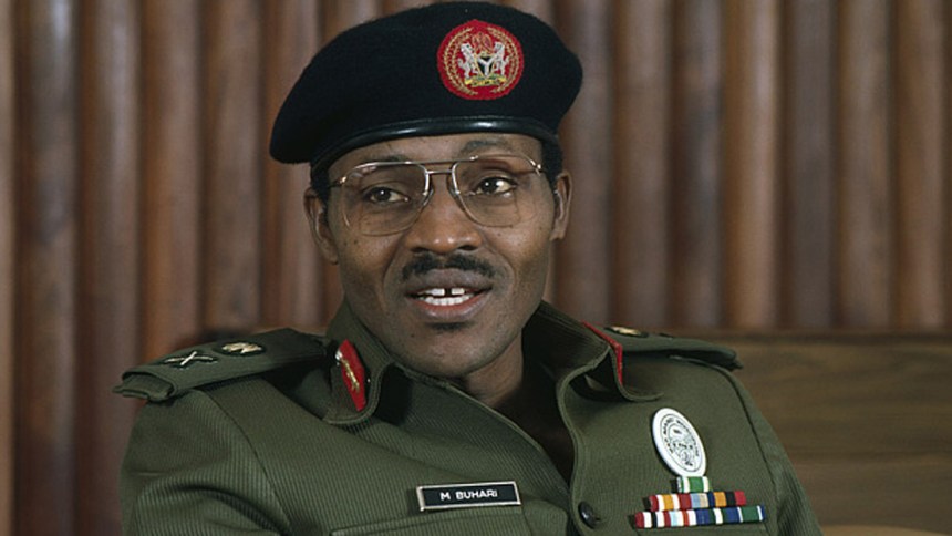 Major General Muhammadu Buhari as Nigerian Head of State under a military rule