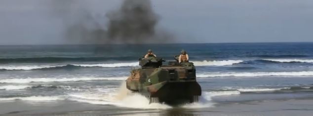 Marines on board an Amphibious Assault Vehicle (AAV)