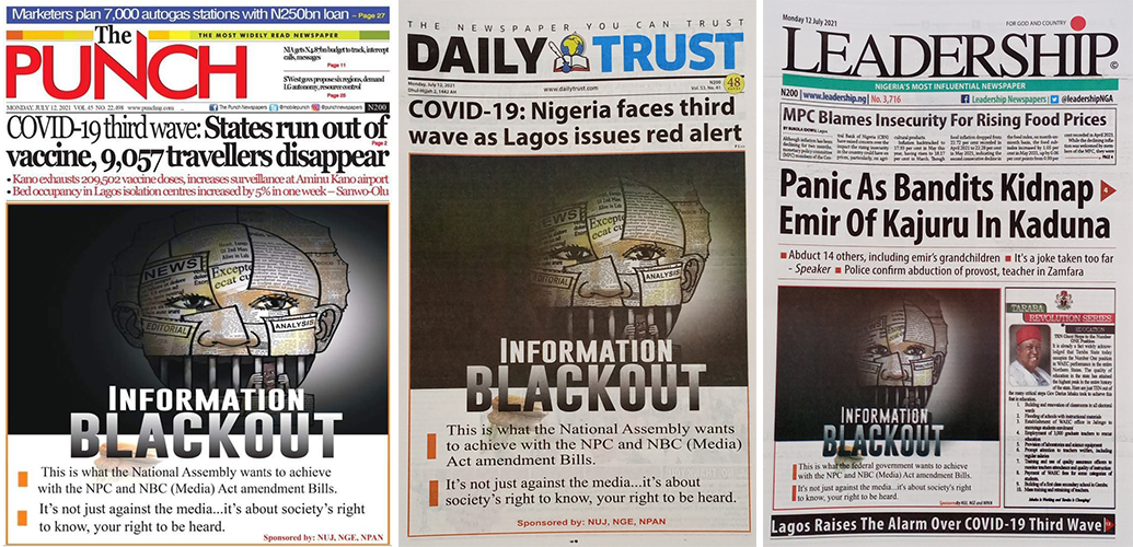 Front-page-of-Nigerian-Newspapers-on-Monday-July-12-2021. Image: www.premiumtimesng.com